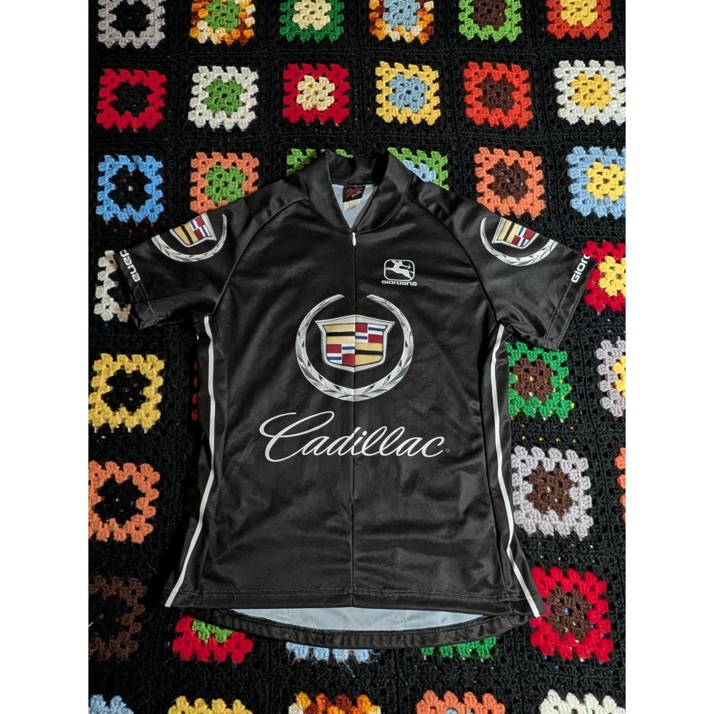 Giordana Team Cadillac 1/2 Zip S/S Bike Cycling Jersey Black Large Made in Italy